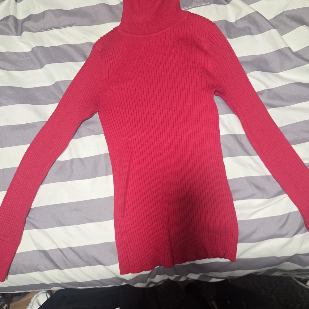 LOFT Cherry Red Knit Turtleneck
